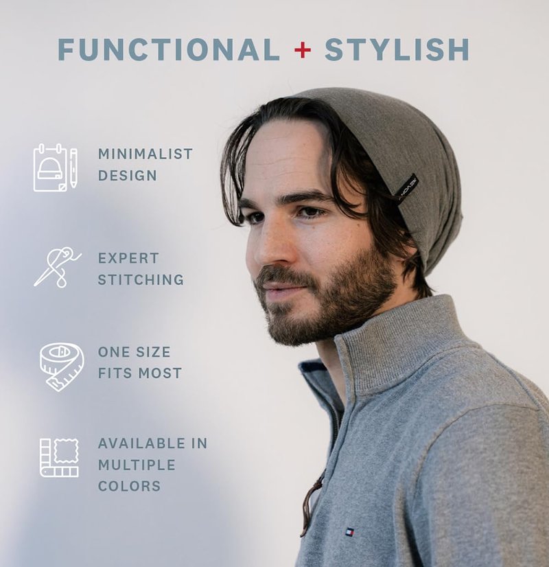 Summer T-Shirt Beanie for Men & Women - Soft Modal - Slouchy Style (Navy)