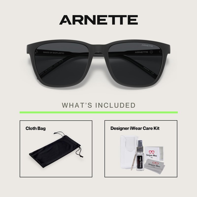 ARNETTE Cortex AN4291 275887 57MM Matte Black/Dark Grey Square Sunglasses for Men +Bundle with Accessory Eyewear Kit