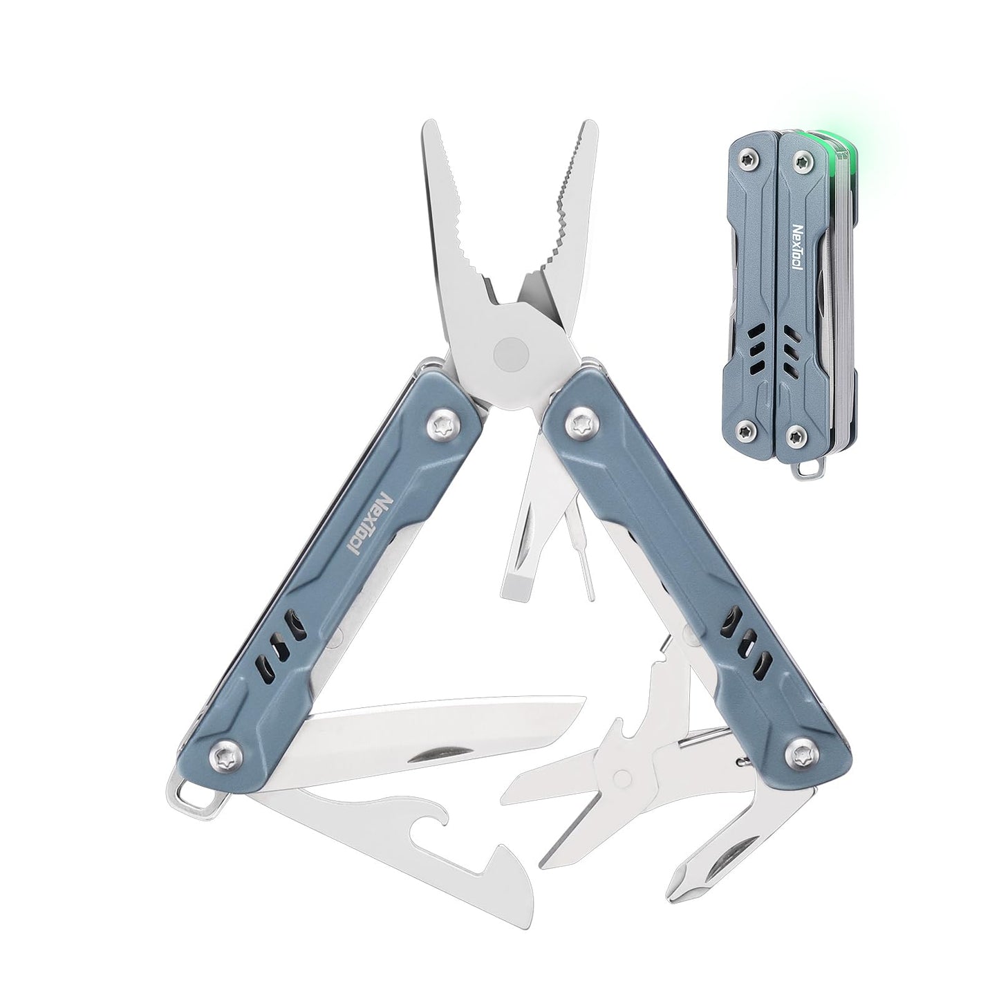 NexTool Mini Sailor S11 Keychain Multitool, 11-in-1 EDC Pliers (Blue)