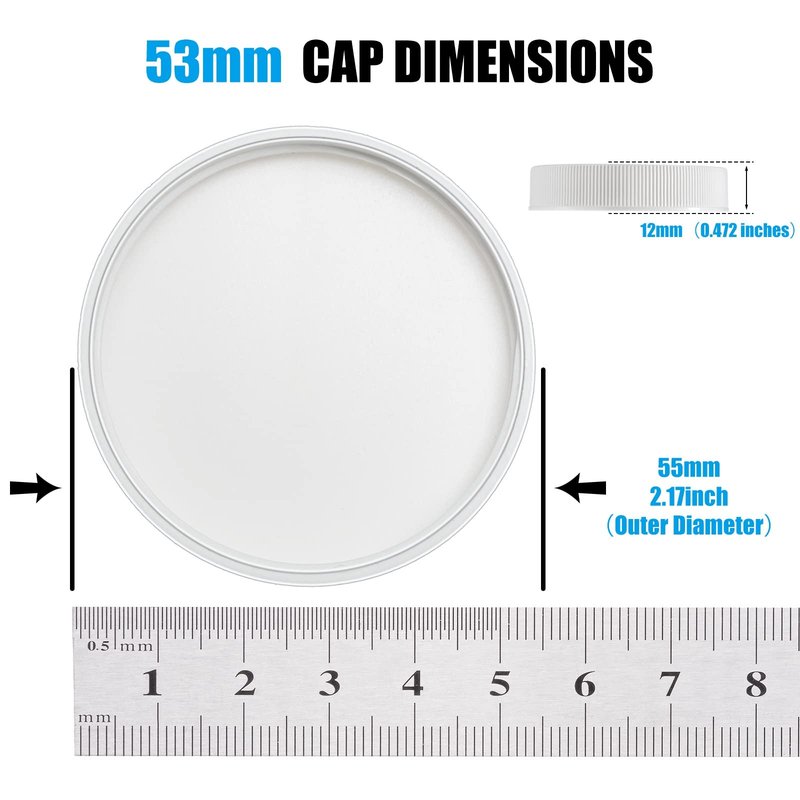 Gandeer 24 Pcs 53 mm White Threaded Water Jug Caps for 3 and 5 Gallon Water Jug Screw on Cap Plastic Bottle Tops with Foam Liner Reusable Milk Bottle Lids Replacement