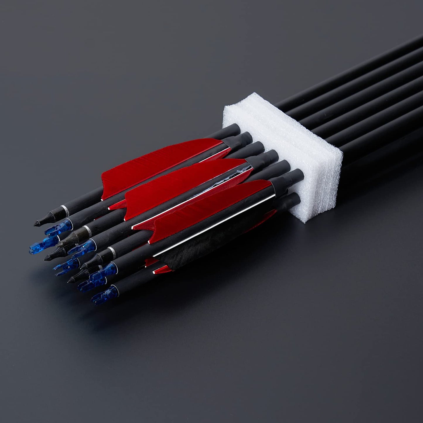 TOPARCHERY Premium 30" Carbon Hunting Arrows with Selected 4" Real Turkey Feathers Fletching and Removable Tips - 500 Spine Practice Target Arrows for Recurve Bow Long Bow - 12Pcs