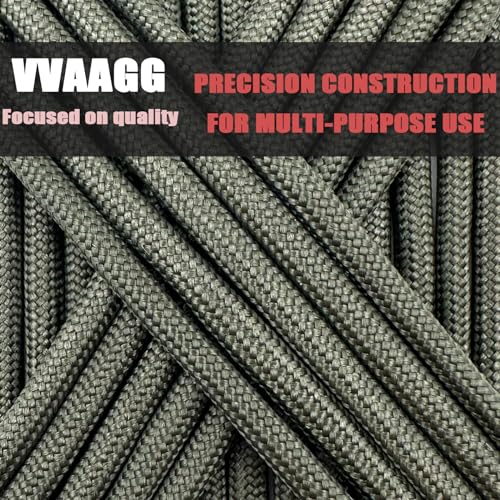 VVAAGG 550 Paracord 100FT, Heavy-Duty Strong Rope, 4mm Parachute Cord, Outdoor Camping Gear Tent Rope Green