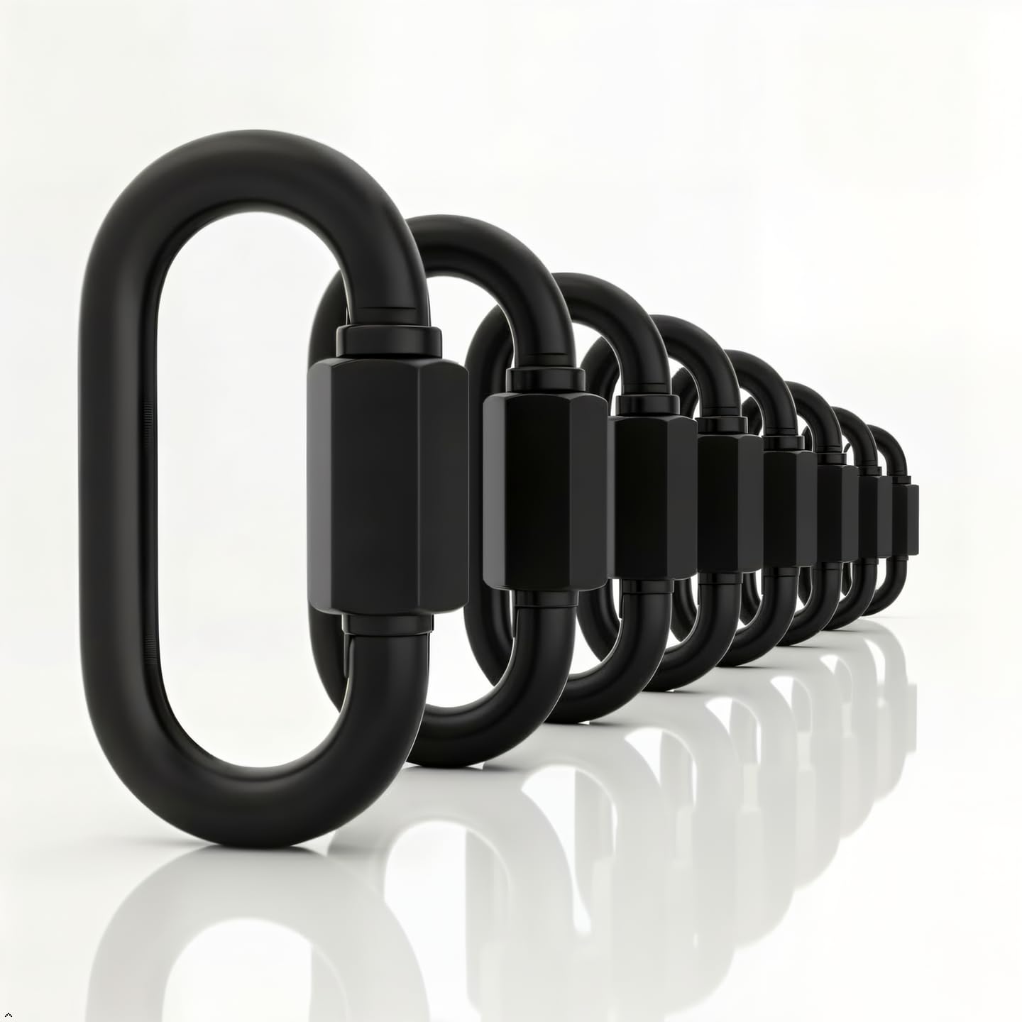 BEWISHOME D Shape Locking Carabiner, Black Quick Links,8 PCS Chain Links, Heavy Duty Chain Connector,Black,HDK04H