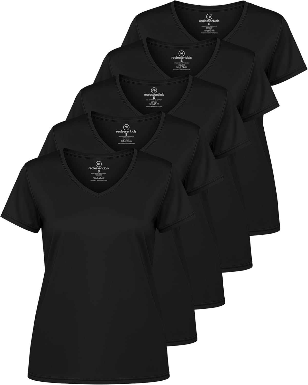 Women's Dry-Fit V-Neck T-Shirt - 5 Pack Workout & Yoga Tops | Plus Size Options Available