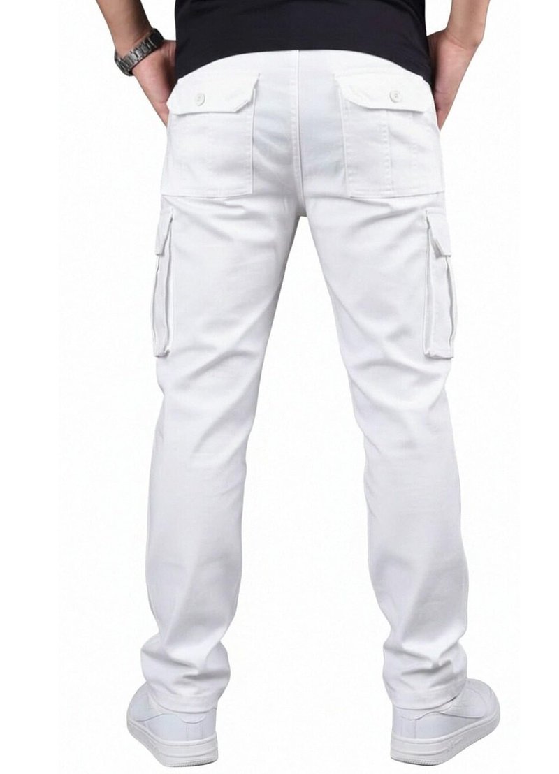 HUNGSON Mens Casual Hiking Pants Cotton Drawstring Fashion Cargo Pants(White,34)