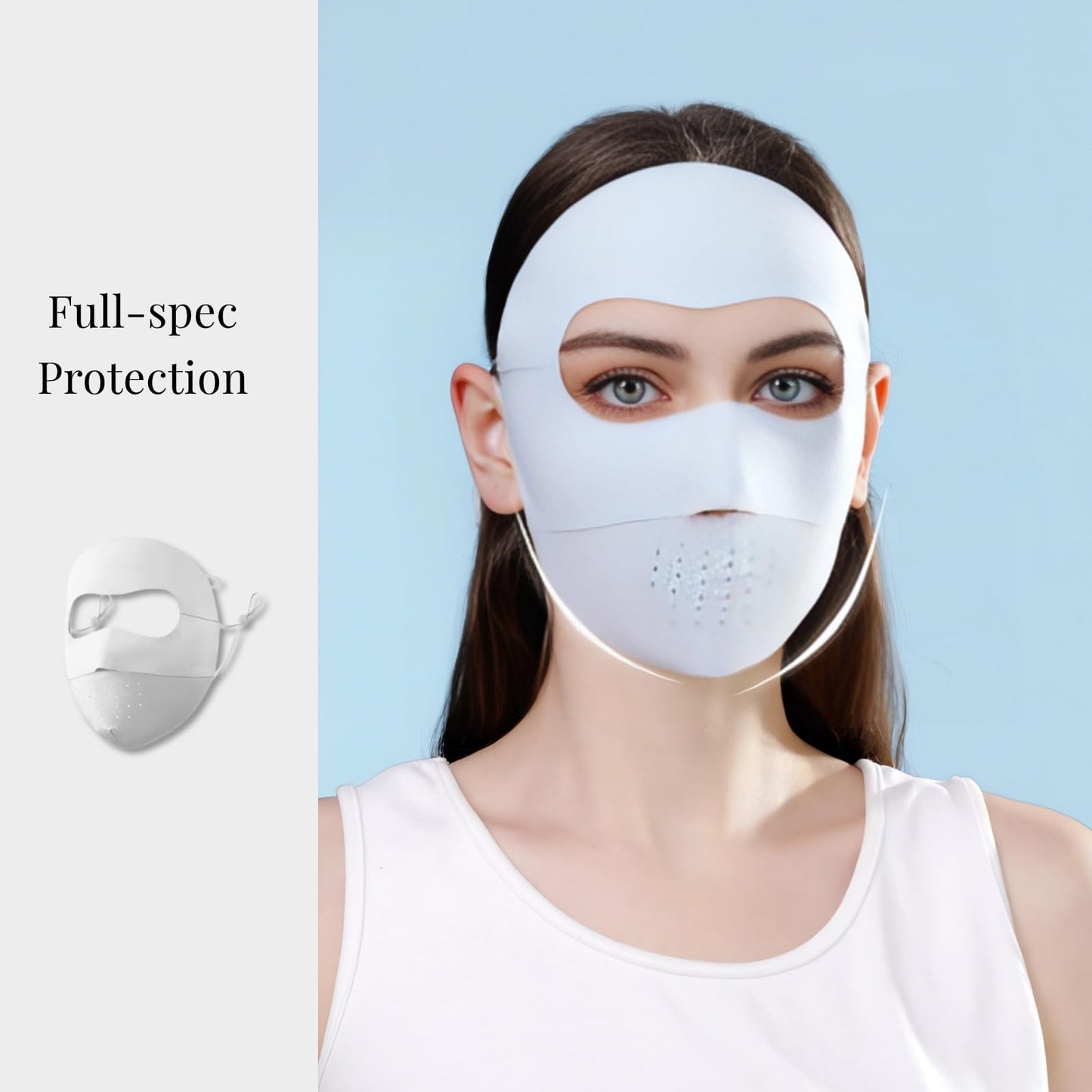 Ice Silk Seamless Full-Face Sun Protection Mask Summer UV Protection Women's Facekini Thin Breathable Mask (Light Grey)