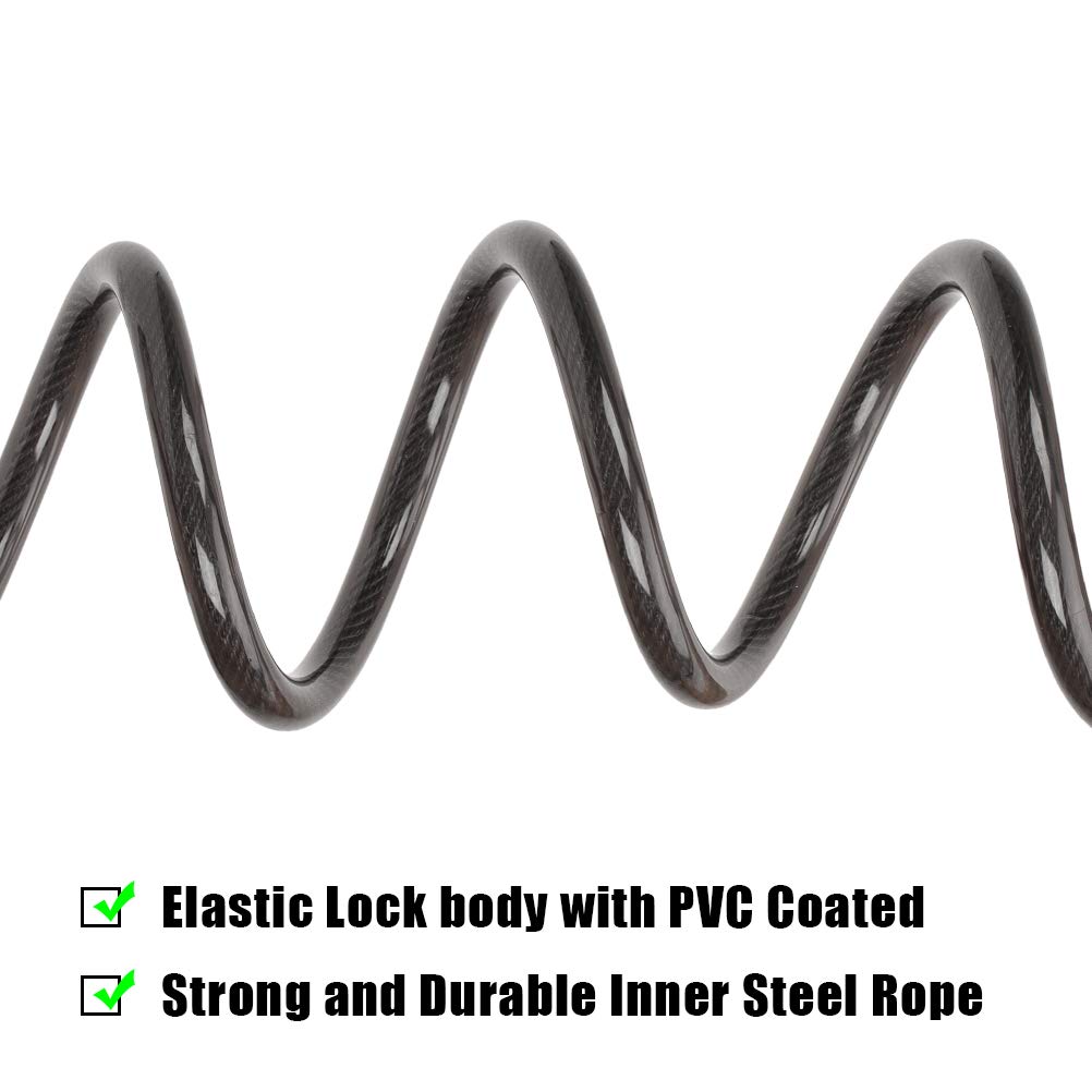 Emoly Bike Lock Cable, High Security 5 Digit Resettable Combination Coiling Bike Cable Lock,Bicycle Cable Lock for Bicycle,Mountain Bike, Scooter Outdoors, 4 Feet x 1.2M, Black