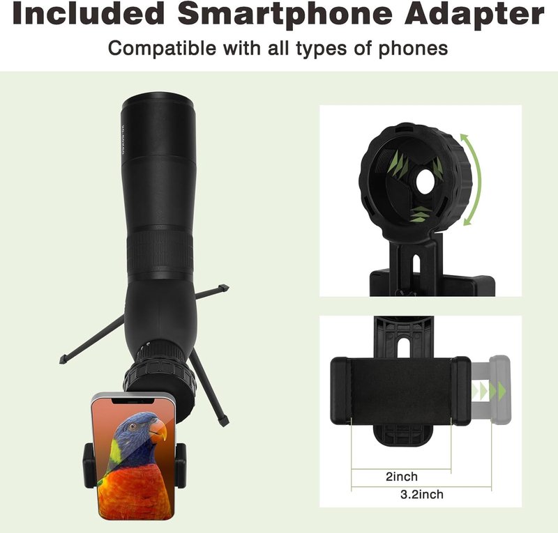 Spotting Scope - 39-19m/1000m with Tripod, FMC Lens & BAK4 Eyepiece | Fogproof Bird Watching Kit with Phone Adapter