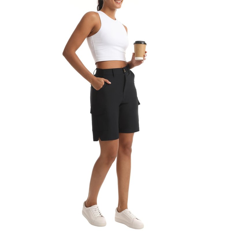 bepopotan Women's Quick-Dry Cargo Shorts - Lightweight Hiking Shorts with 5 Pockets for Athletic Golf Travel Work (Black XL)
