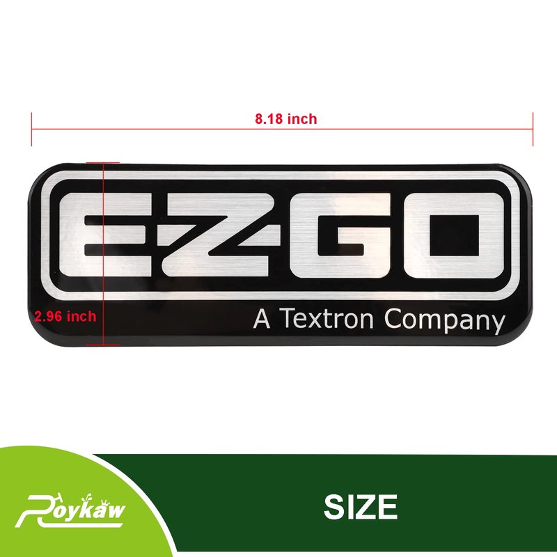 Roykaw EZGO RXV Golf Cart Front Name Plate/Emblem for 2008-up Gas & Electric Models, Replaces OEM # 606405 - Black/Silver