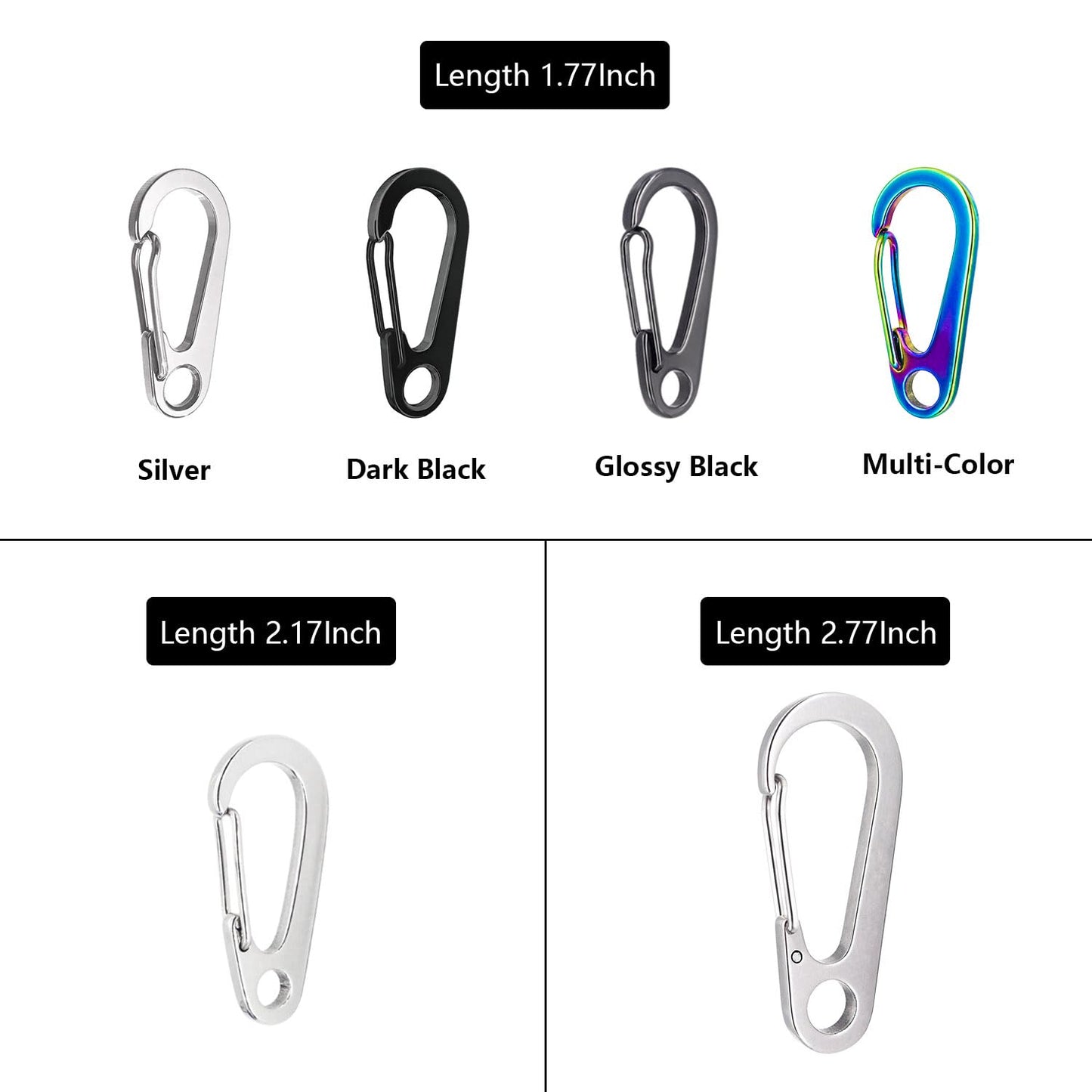 10PCS 1.77 Inch Stainless Steel Clip Spring-Snap Hook,EDC Mini Carabiner Custom Quick Release Hook for Outdoor Key Chain Camping Fishing Hiking Traveling