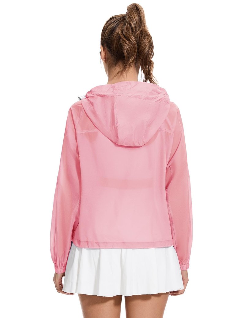 Avoogue UV Jacket Sun Protection for Women Full Zip Jackets Running Cropped Lightweight Pink Lady Jacket Hiking Shirts Pink M