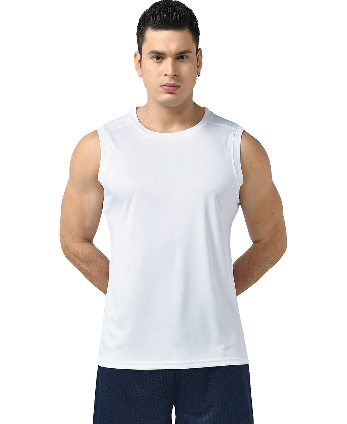 5 Pack Dry Fit Sleeveless Muscle Shirts for Men, Athletic Tank Tops for Workout Gym Performance Activewear (Set 2, Medium)
