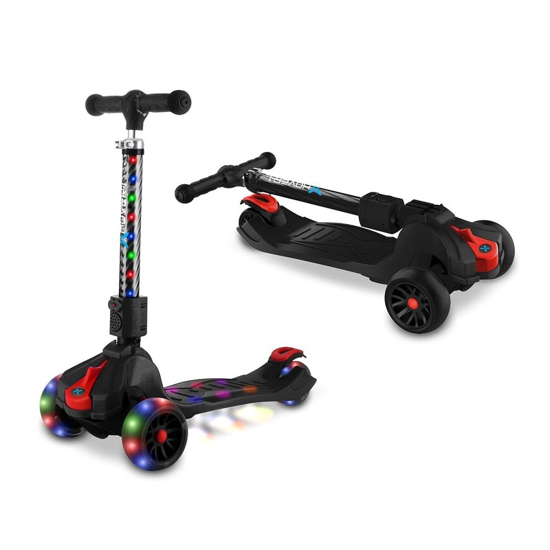 Hover-1 Ziggy Folding Kick Scooter for Kids (5+ Year Old) | Features Lean-to-Turn Axle, Solid PU Tires & Slim-Design, 110 LB Max Load Capacity, Safe, Black