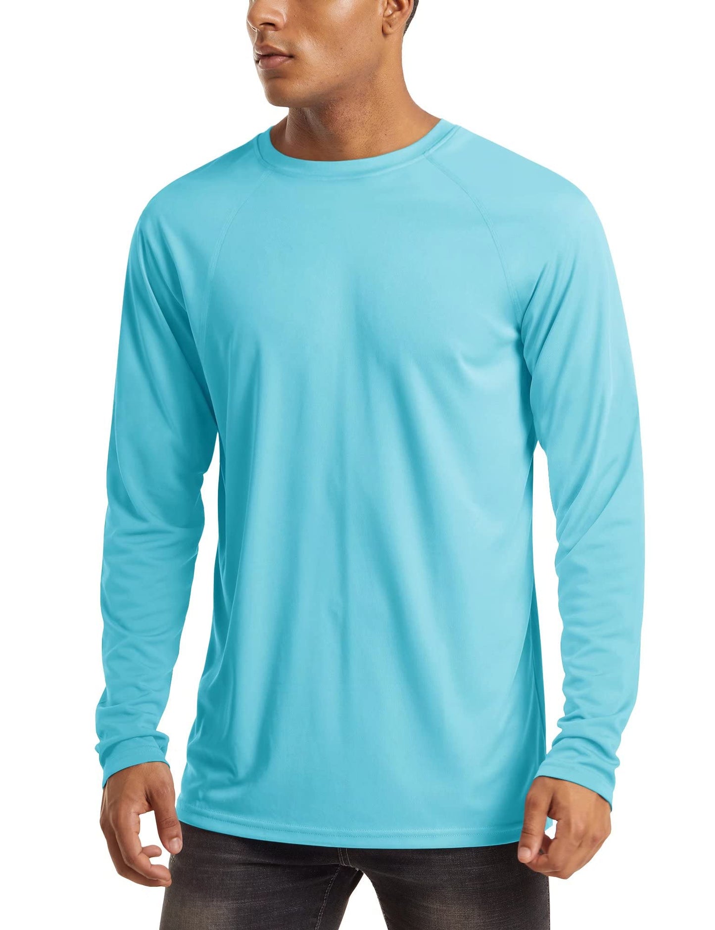 MAGCOMSEN UPF 50 Shirt for Men Sun Protection Shirt Long Sleeve UV Protection Shirts Quick Dry Shirts Ice Blue,3XL