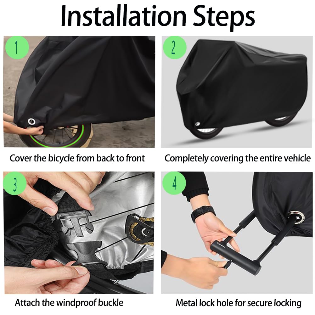 Bike Covers for 2 or 3 Bikes, 2XL Large Outdoor Waterproof Bicycle Covers with Lock Hole for Mountain Road Electric Bicycle Bikes