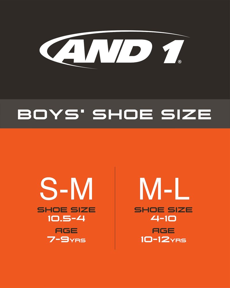 AND1 Boys Low Cut Socks - 16 Pack Cushioned Moisture Wicking Athletic No Show Socks for Boys for Sports and Running, Size Medium-Large, White