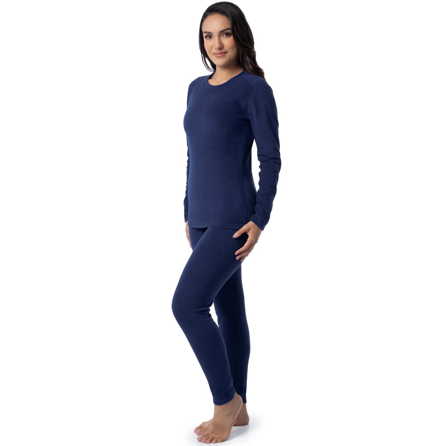 Fruit of the Loom Women's Stretch Fleece Lined Thermal Long Johns Underwear Set, Indigo Ocean, 2X
