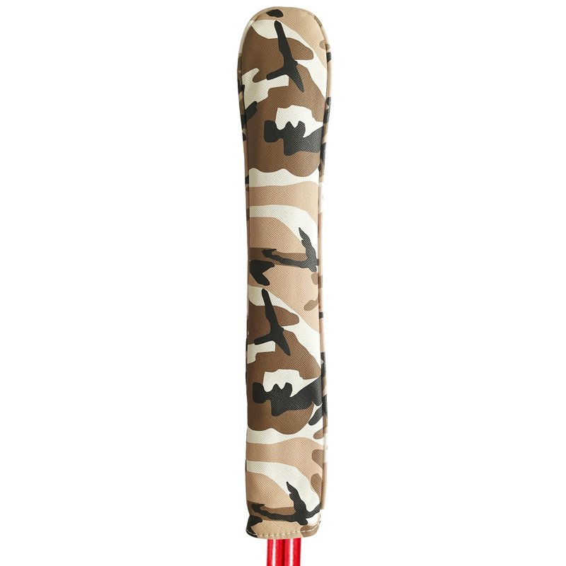Gbourly Golf Club Alignment Stick Cover Camo Brown Holds at Least 2 Sticks PU Leather Printed Camouflage Protector Case Holder