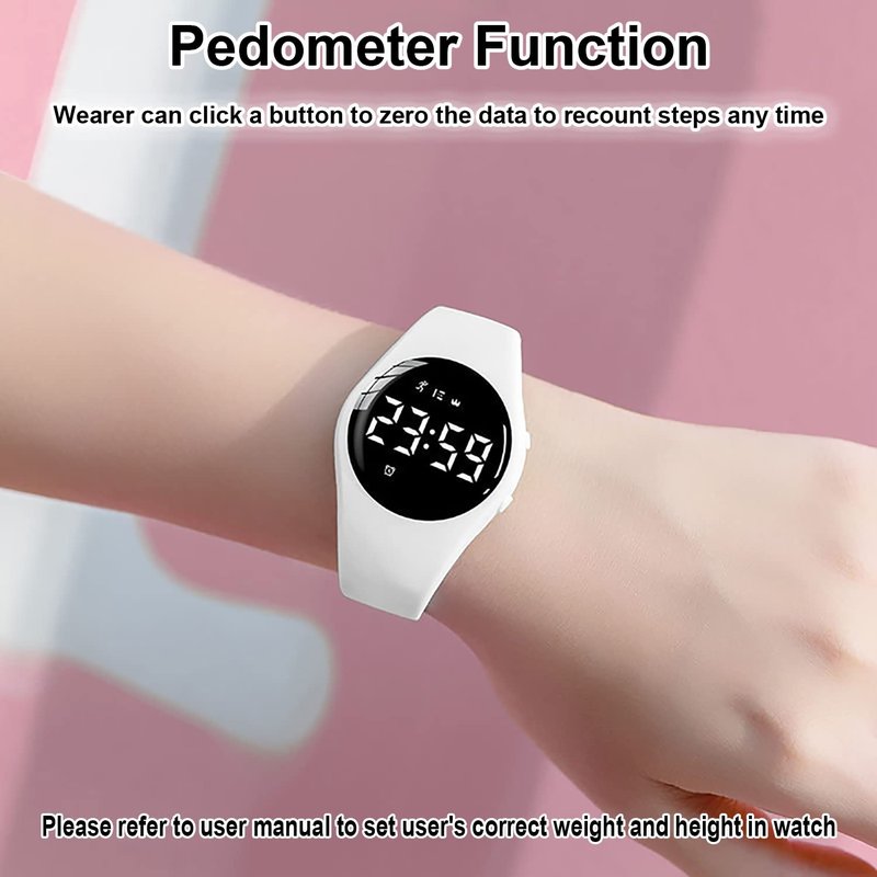 Kids Pedometer Fitness Watch without App/Bluetooth, Rechargeable Sports Watch with 21-Day Battery Life, IP68 Waterproof Watch with Alarm Clock Timer Step/Distance/Calorie Counter for Kid Boys Girls