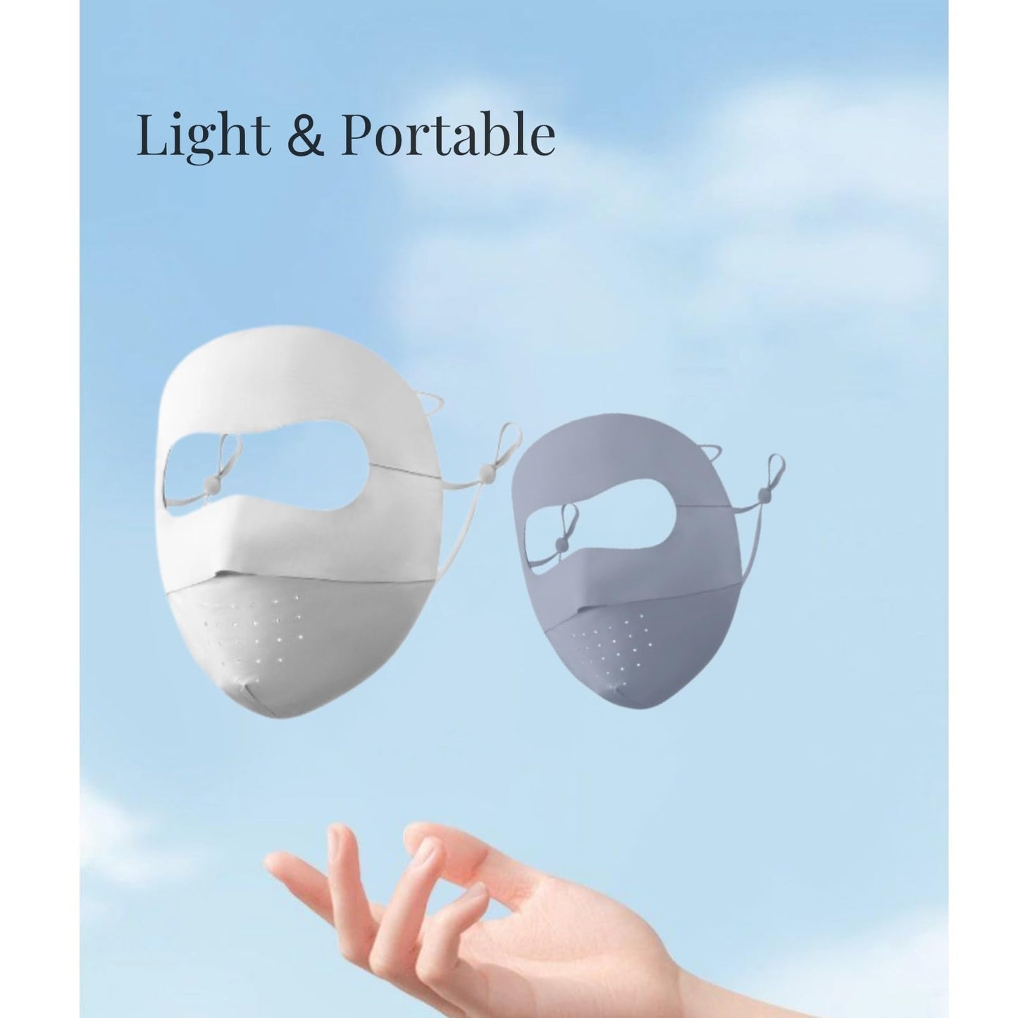 Ice Silk Seamless Full-Face Sun Protection Mask Summer UV Protection Women's Facekini Thin Breathable Mask (Light Grey)