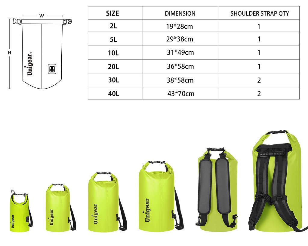 Unigear Dry Bag Waterproof, Floating and Lightweight Bags for Kayaking, Boating, Fishing, Swimming and Camping with Waterproof Phone Case (Yellow, 40L)