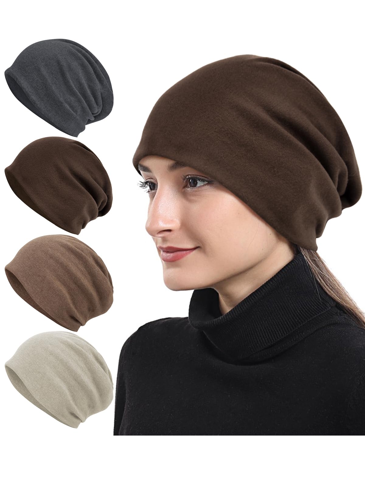 Senker Fashion Slouchy Beanie Hats for Women Men, Chemo Headwear Cotton Beanies Soft Lightweight Chemo Skull Cap Elastic