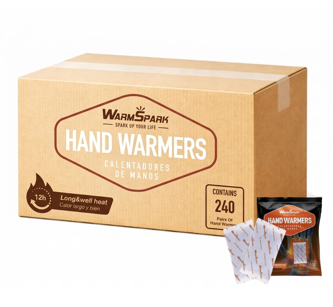 Hand Warmers Bulk - 240 Paris - Long-Lasting Up to 12 Hours for Warm Body, Safe Portable Hand Warmers for Hand & Foot, Heater for Camping, Fishing (6 Boxs)