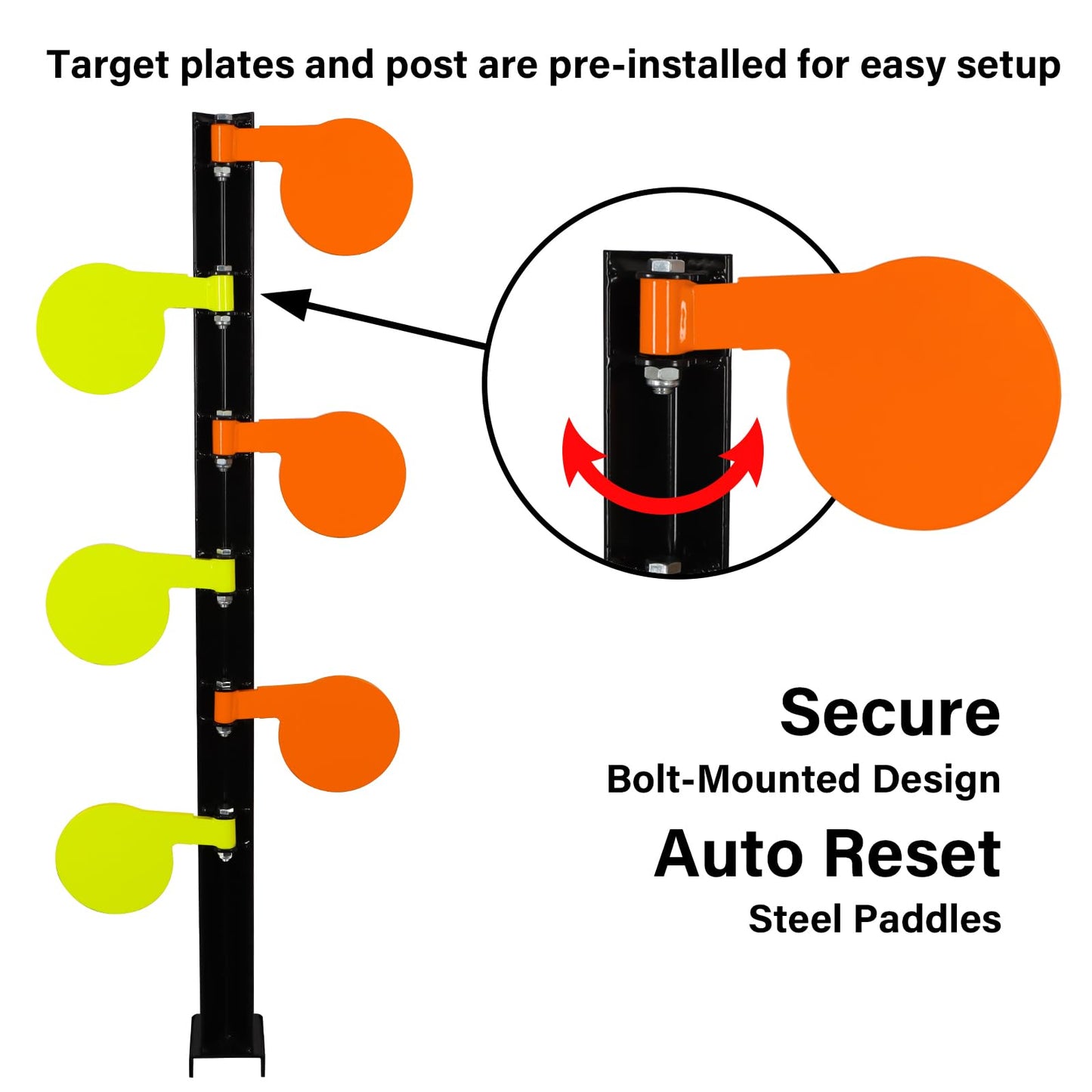 Highwild AR500 Dueling Tree Target Kit - 6" x 3/8" Reactive Shooting Targets with Six Steel Paddles and Stand for Shooting Practice and Competition