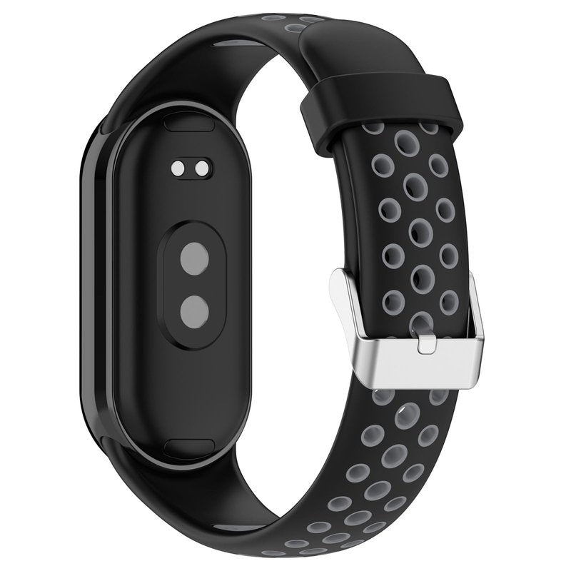 LOKEKE Compatible With Xiaomi Band 9 Replacement Band - Silicone Wrist Strap - Black+Gray