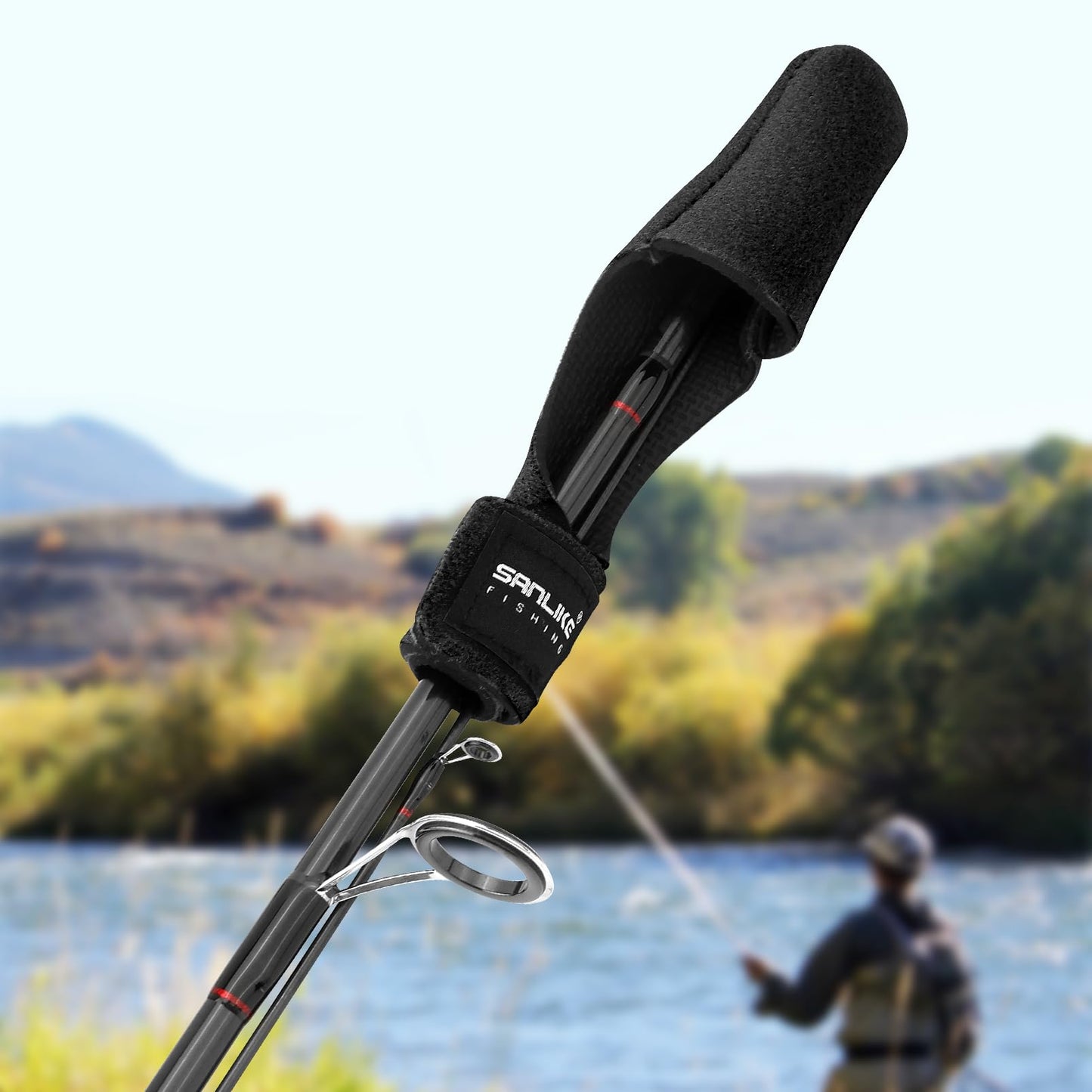 SANLIKE 9 Pcs Fishing Rod Tip Covers Set Wrap Strap Fixed Ball Saltwater