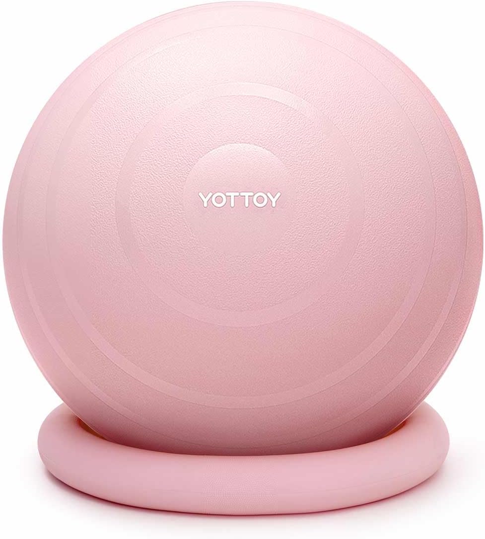 YOTTOY Exercise Ball Chair - Yoga Ball Seat for Home Office | Stability & Fitness Ball (Pink, 23-26 Inches)
