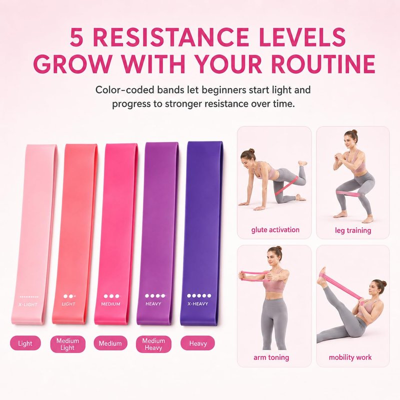Kmjuix Pilates Kit for Women, 13 Piece Home Workout Starter Set with 14 Inch Ring, Mini Ball, 5 Resistance Bands, Yoga Socks, Stretch Strap and Carry Bag for Core Strength, Toning, Flexibility