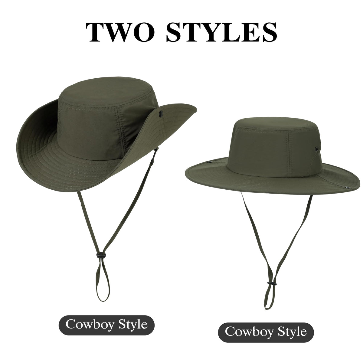 NTLWKR Wide Brim Sun Hats Waterproof Packable Bucket Hat UV Protection Summer Fishing Hat for Men and Women Army Green