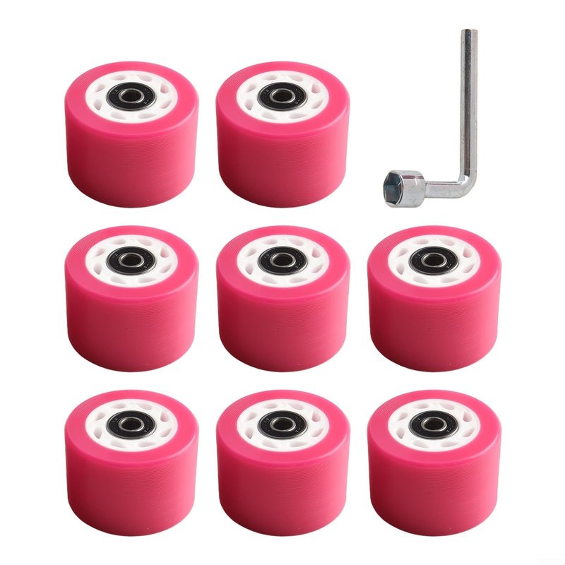8 Pack Indoor Quad Roller Skate Wheels for Roller Derby Speed Skating, Artistic,Rink & Rhythm Skates, PU Wear-Resistant Wheels Double-Row Roller Skates Accessories