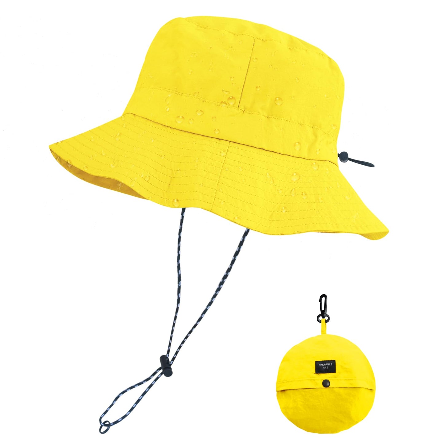 PFFY Packable Sun Bucket Hat for Men Women Outdoor Sun Hats Yellow