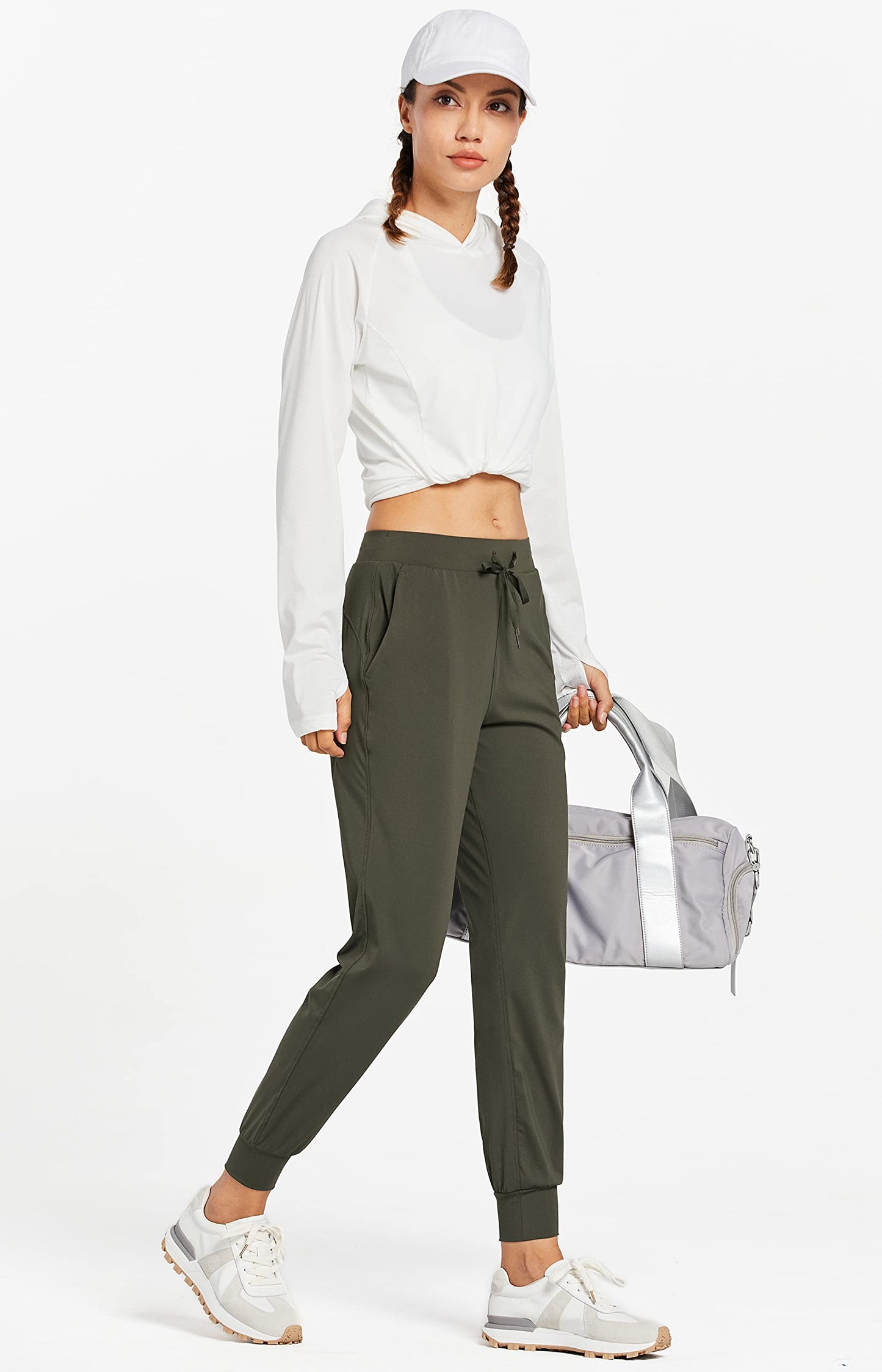 Libin Joggers for Women Tall/Regular/Petite Dance Sweatpants Athletic Workout Trousers Pants Tapered Casual Teacher Yoga Pants for Running Golf Work Cloths, Olive Green XS