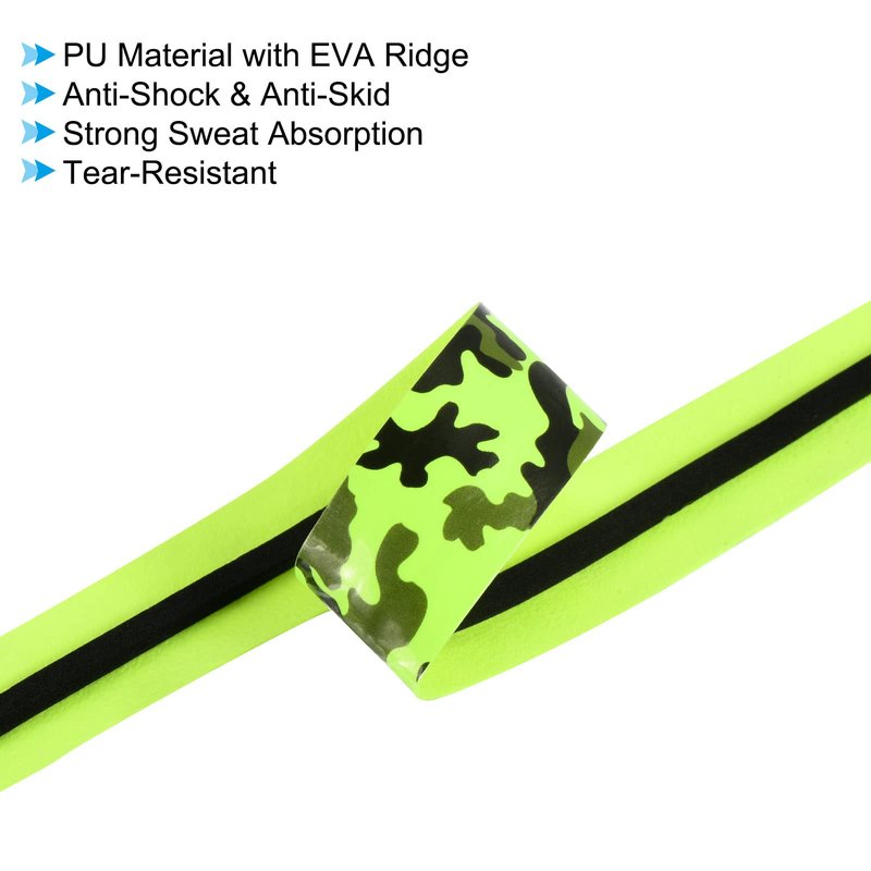 PATIKIL Racket Overgrip with Damping Ridges, 2 Pack PU Grip Tape Non-Slip Absorbent Camo Pattern for Tennis Badminton Fishing Rod, Green