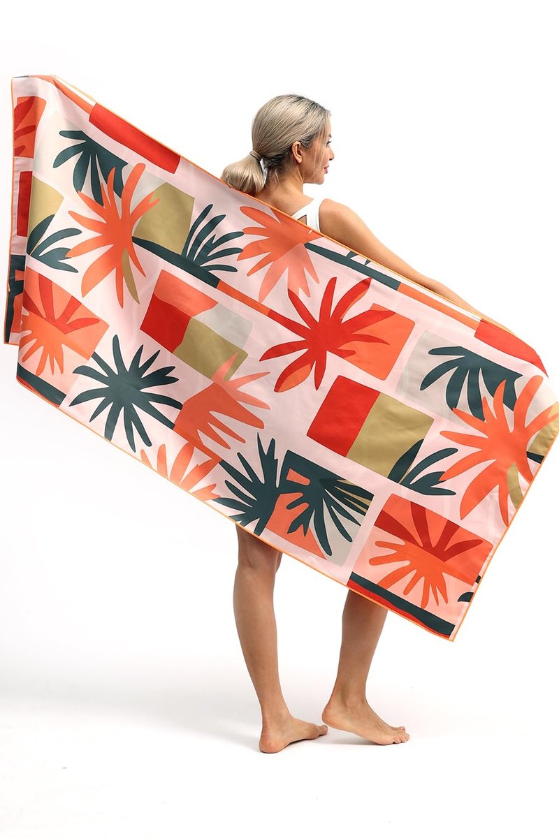 Eunzel 2 Pack Microfiber Beach Towel, Quick Dry Travel Towel Large Sand Free Towel for Beach, Camping, Swim Pool, Gym, Sports& Yoga 71"x32", Retro Tropics/Tropical Sunset