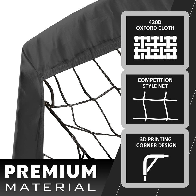 RUNBOW 9x5 ft Portable Kids Soccer Goal for Backyard Adult Junior Large Practice Soccer Net with Carry Bag (9x5FT, 1 Pack, Black)