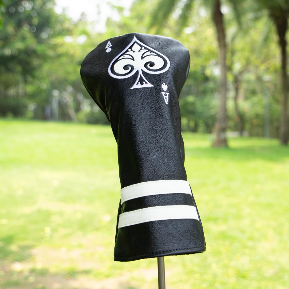 Golf Driver Headcover Ace of Spade Golf Driver Head Cover- Black (PU) Leather Golf Club Headcovers Designed for Golf Drivers