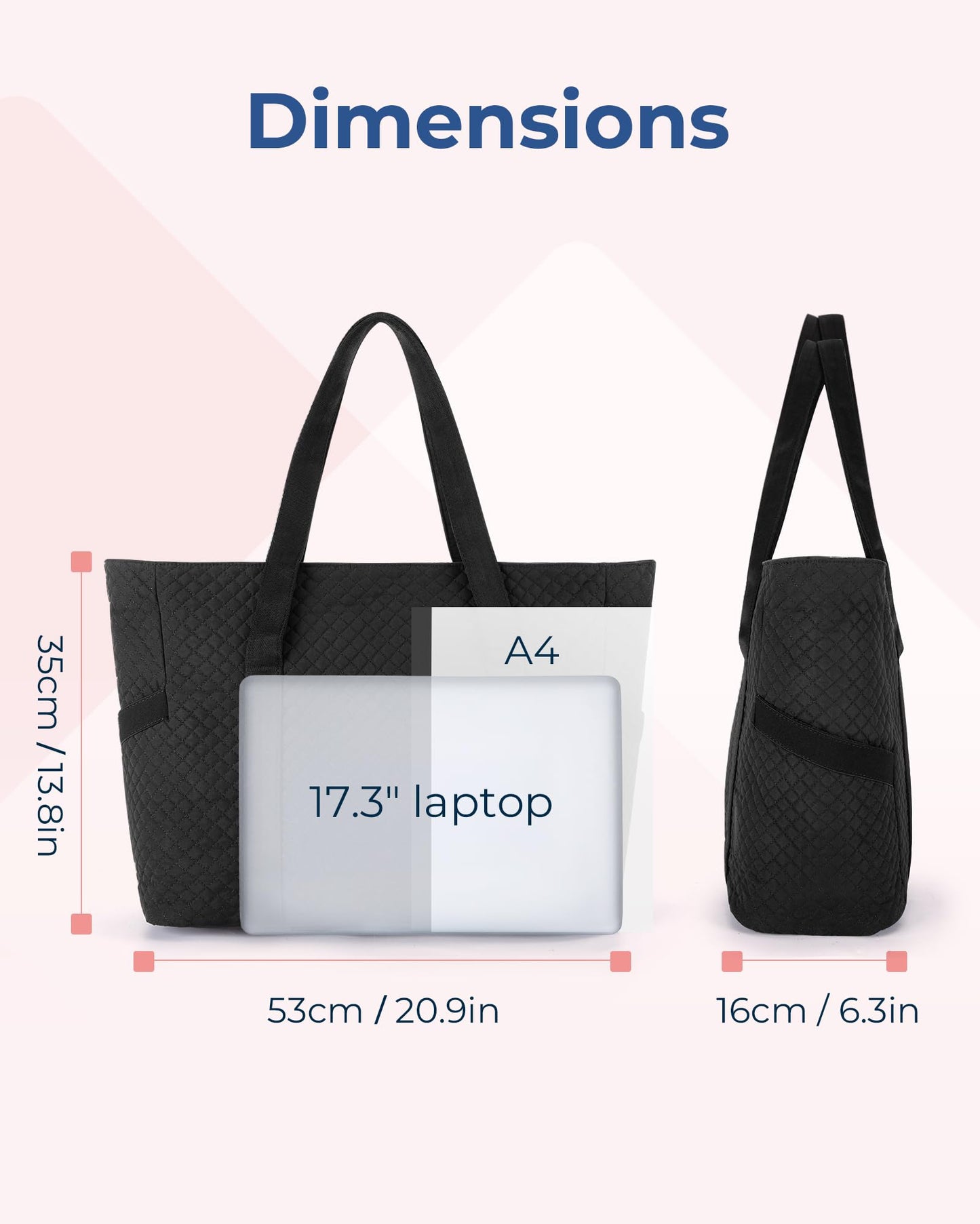 BAGSMART Large Tote Bag For Women, Travel Shoulder Bag Top Handle Handbag with Yoga Mat Buckle for Gym, Work, Travel(Black, Large