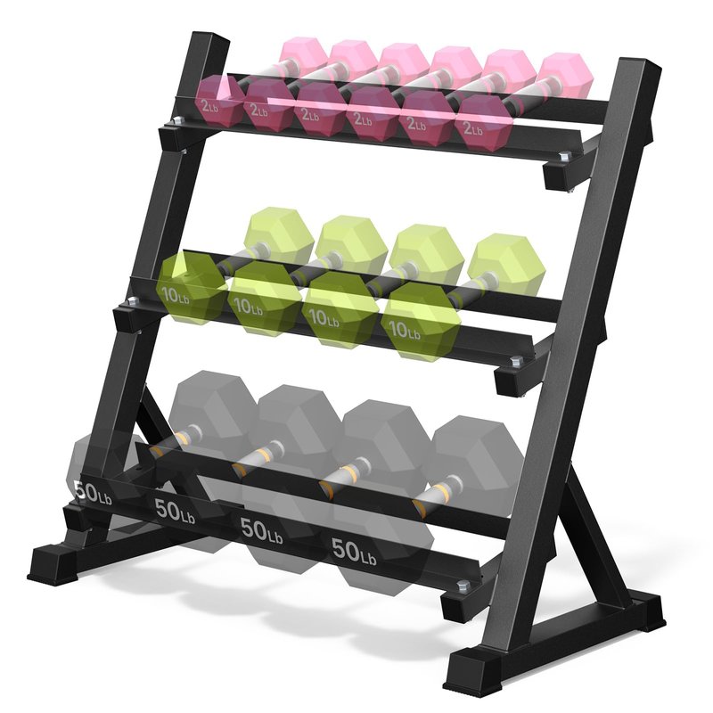 Dumbbell Rack, 3-Tier Dumbbell Weight Rack for Home Gym, Dumbbell Set for Dumbbell Kettlebell Barbell, Heavy Duty Weight Storage Organizer, Dumbbell Rack Stand Only