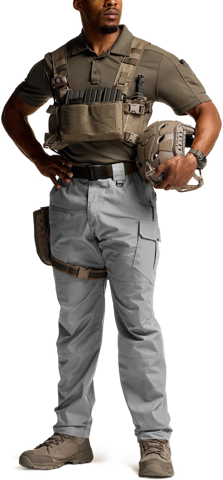 CQR Men's Tactical Pants, Water Resistant Ripstop Cargo Pants, Lightweight EDC Work Hiking Pants, Outdoor Apparel, Raider Mag Pocket Stone, 32W x 30L