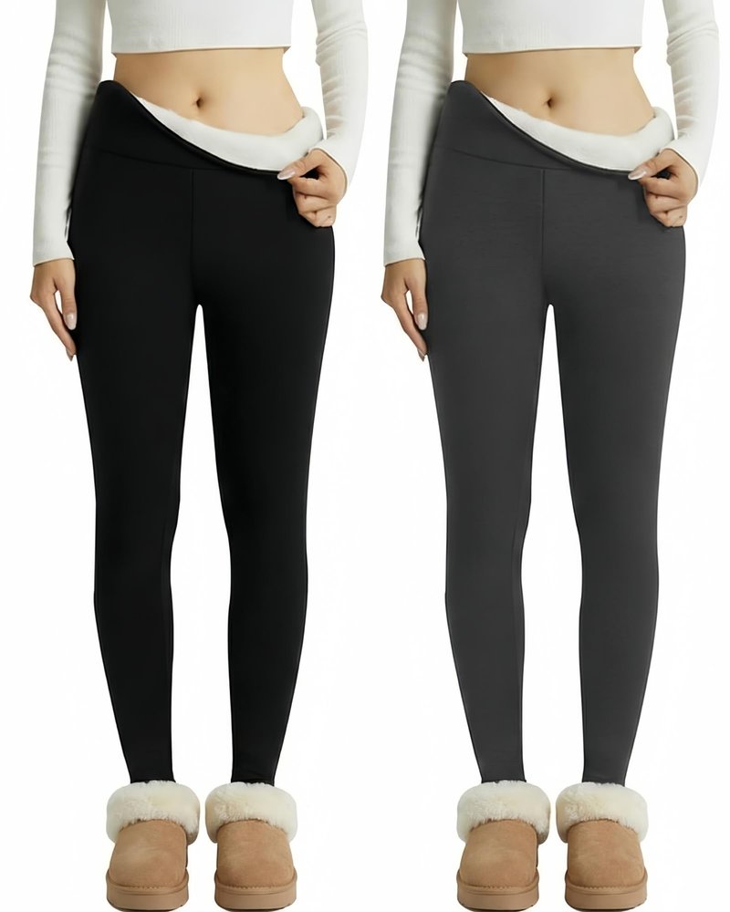 Coume 2 Pcs Fleece Lined Leggings for Women Soft High Waisted Thermal Workout Yoga Pants Women Warm Winter Thick Leggings(Black, Dark Gray,M)