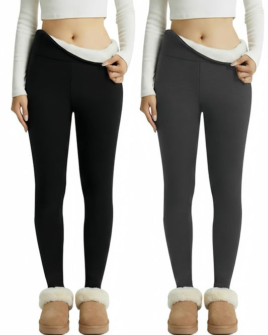 Coume 2 Pcs Fleece Lined Leggings for Women Soft High Waisted Thermal Workout Yoga Pants Women Warm Winter Thick Leggings(Black, Dark Gray,M)