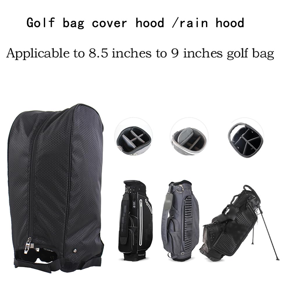 BOYEA & SKULLEAP Golf Bag Cover/rain Hood Waterproof/dustproof,Thickened Style,fits 8.5-9-inch golfbag/standbag,4 snap Fasteners +Adjustable Straps, Easy to Install, Foldable, for All Golfers Gifts