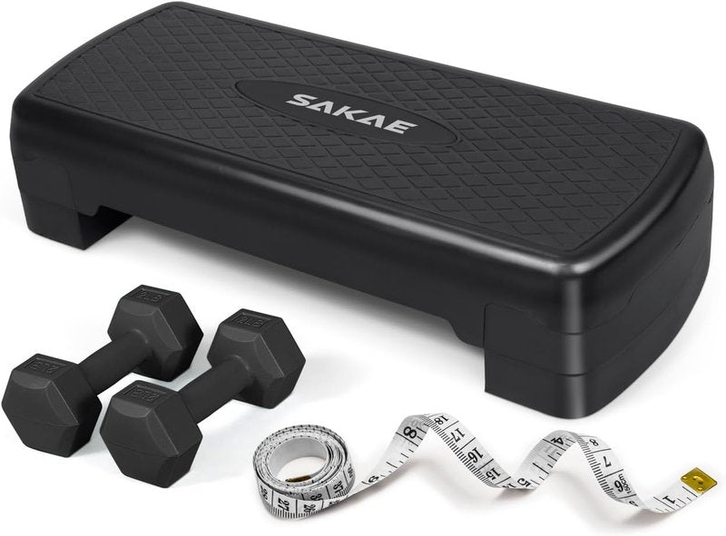 Adjustable Height Aerobic Stepper Set - Versatile Workout Platform with Dumbbells, Kettlebell & Ankle Weights | 4 Color Options