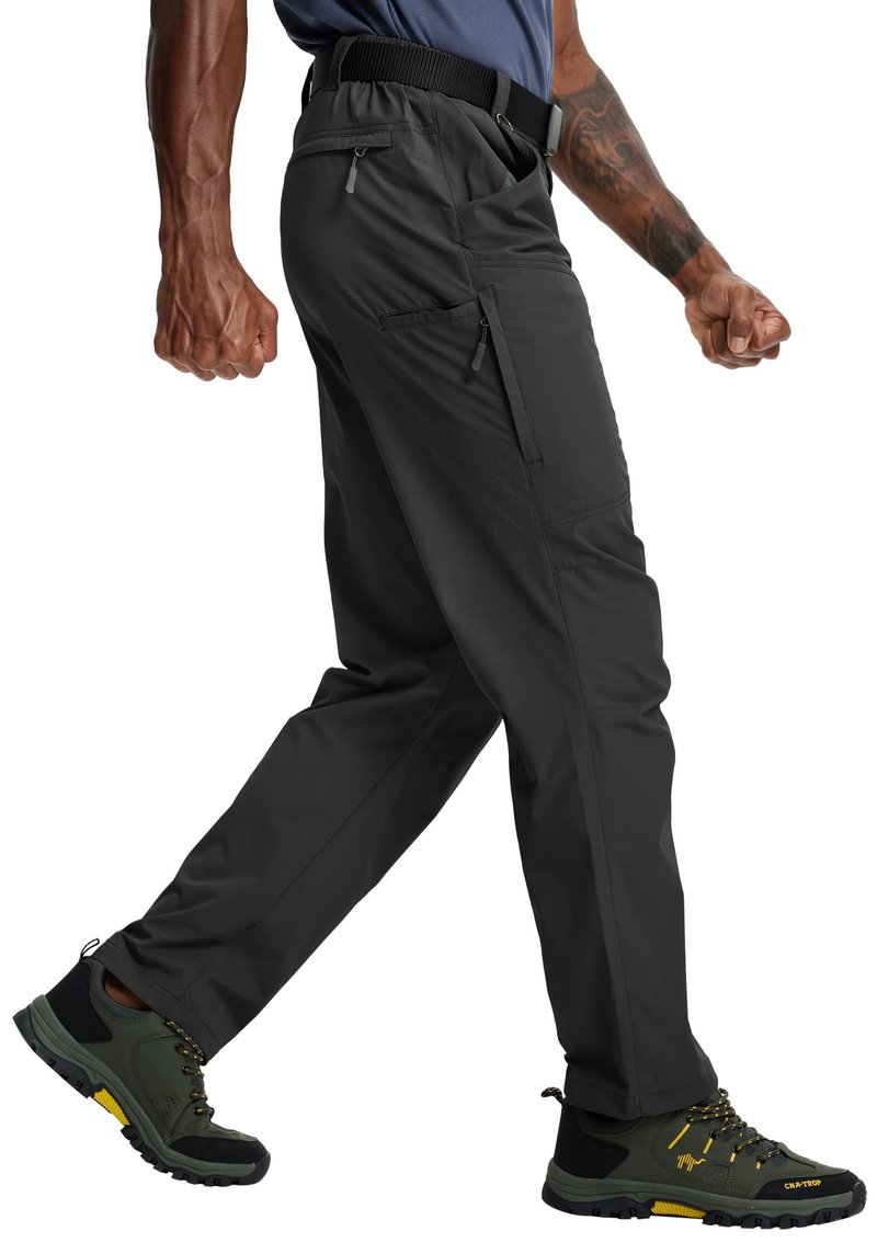 Zoofly Mens Cargo Pants Waterproof Quick Dry Hiking Work Pants for Men Nylon Light Weight Stretchy Comfy Travel Pants (Black, 34W*32L)