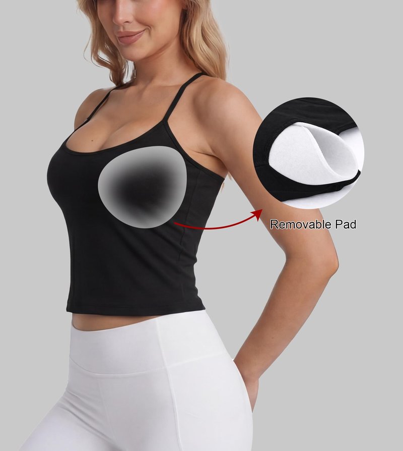 liuetssory Women's Workout Tank Tops with Built in Bras Criss Cross Strap Tank Backless Athletic Yoga Gym Tops Slim-fit Black